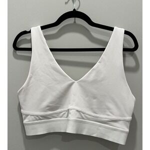 Fabletics‎ Sports Bra Womens XL Low Impact Pull Over White V Neck Gym Fitness